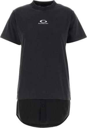 Balenciaga Black Crew Neck Logo Shirt Dress