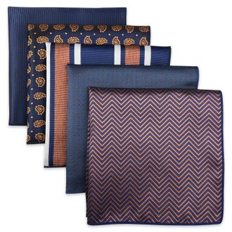 Shlax & Wing SHLAX&WING 5 Pieces Assorted Mens Pocket Square Handkerchiefs Set Lot 82