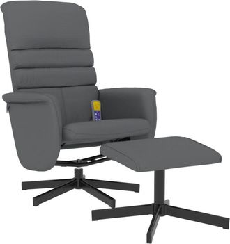 vidaXL Sillón de masaje reclinable con reposapiés cuero sintético gris Vidaxl