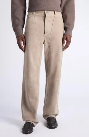 Bottega Veneta Suede Wide Leg Trousers in 1796 Grey Seal at Nordstrom, Size 50