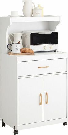 SoBuy Aparador Auxiliar bajo de Cocina con 2 Puertas y 1 cajón, para microondas,L62 cm x P40 cm x H119 cm FSB12-W Sobuy es