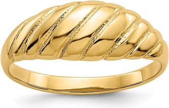 Diamond2Deal 14k Yellow Gold Polished Scalloped Dome Ring