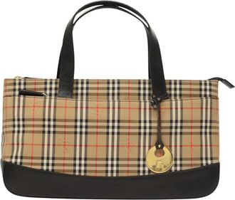 Burberry Haymarket Beige Canvas Handbag (Pre-Owned)