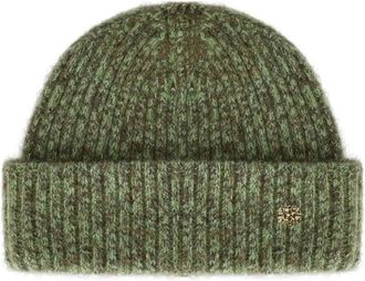 Ganni Melange Geborstelde Mohair Beanie - Dames - Hoeden - Groen - ONE Size - Wol - Accessoires