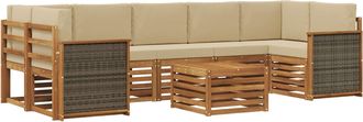 vidaXL Conjunto De Sof&aacute;s De Exterior 8 Uds. Natural Y Beige Vidaxl