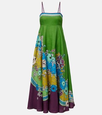 Alemais Al&eacute;mais Nanci printed linen midi dress