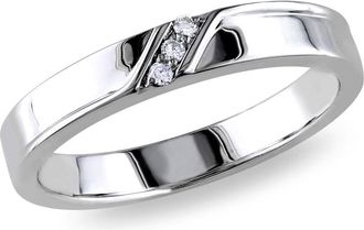 Amour Diamond 3-sTone Mens Ring In Sterling Silver