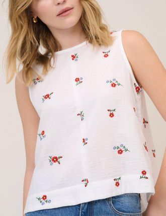 Nobody's Child White Floral Embroidered Stirling Top