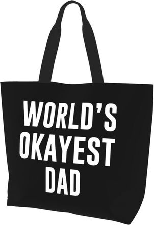 AOOEDM WorldS Okayest Dad Ladies Canvas Tote Reusable Shopping Bag