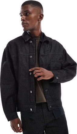 River Island minimal denim jacket in rinse black - part of a set