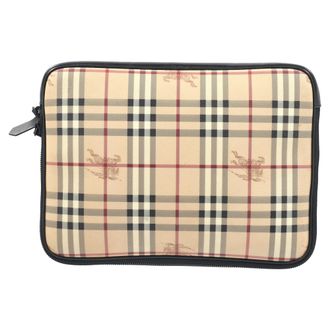 Burberry Burberry Haymarket Check Laptoptas in Beige Gecoat Katoen