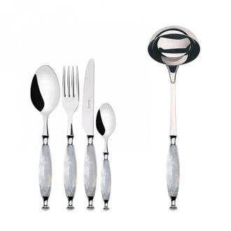 Bugatti Country Ghiera Cromata, Posate Set 49 Pz, Scatola Legno Weng&egrave;, - Colore: Bianco