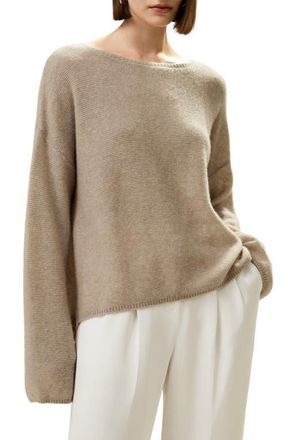 LilySilk Relaxed Fit Drop-Shoulder Silk Cashmere Blend Sweatshirt in Brown at Nordstrom, Size Small