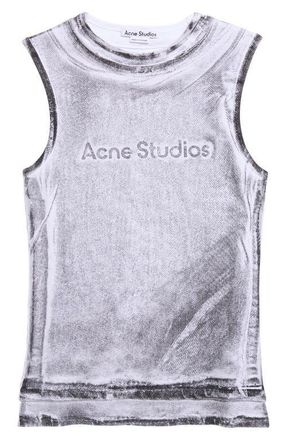 Acne Studios Elgie Midsummer Layered Logo Tank in Black/White at Nordstrom, Size X-Small