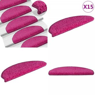 vidaXL Tappetini per scale 15 pz 65x21x4 cm rosa semicircolari grandi - Tappetini in moquette - Tappetini antiscivolo