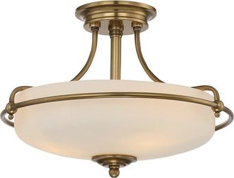 Loops 3 Bulb Semi Flush Light Weathered Brass LED E27 100W Bulb
