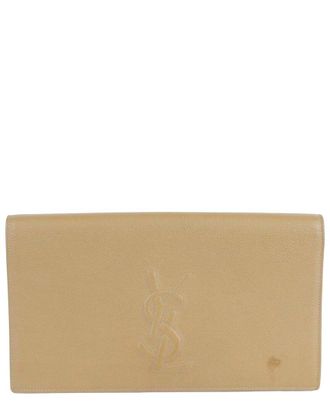 Saint Laurent Brown Leather Beltjeur Flap Clutch (Authentic Pre-Loved)