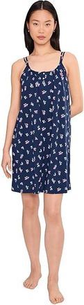 Lauren Ralph Lauren Knit Double Strap Button Neck Gown Womens Pajama Navy Ground Floral : XL (US 16-18), Cotton
