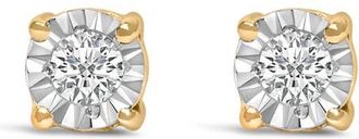 House of Brilliance Silver 1/10 Cttw Lab Grown Diamond Miracle-Set Stud Earrings in Yellow at Nordstrom