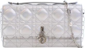 Dior 2023 Mini Iridescent Metallic Lambskin Cannage My Dior Bag satchel - Argento