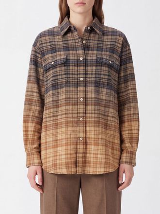 R13 Camicia a quadri in cotone con tasche a toppa e orlo curvo