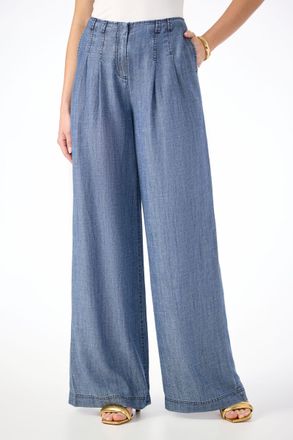 Trina Turk Dans Wide-Leg Chambray Pant