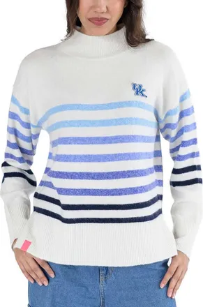 Lusso Womens Lusso White Kentucky Wildcats Simone Striple Mock Neck Oversized Pullover Sweater at Nordstrom, Size Xx-Large