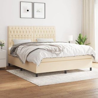 vidaXL Vidaxl - Cama Box Spring Con Colch&oacute;n Tela Color Crema 180x200 Cm