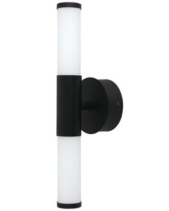 Eglo Eglo Palmera 2 Light Integrated Led Bath/Vanity Light With Matte Black Finish & White Glass Shades