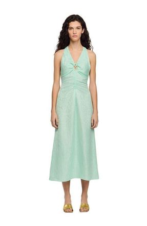 Sandro V-neck floral print maxi dress in Light Green at Nordstrom, Size 36 Eu