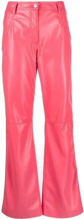 Msgm faux-leather straight-leg trousers - women - Polyester - 42 - Pink