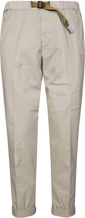 White Sand Tailored Gabardine Pants With Subtle Patch Details