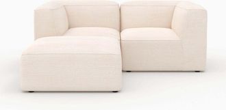 Rendez-Vous D&eacute;co Sof&aacute; Modular Mina De Terciopelo Blanco De 2 Plazas Con Puf