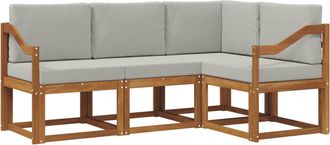 vidaXL Conjunto De Sof&aacute;s De Exterior 4 Uds. Gris Natural Y Claro Vidaxl