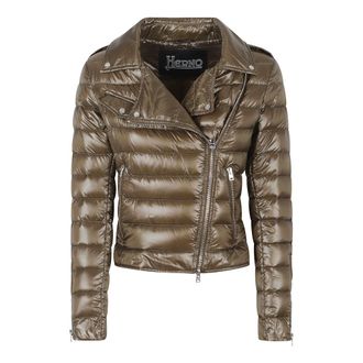 Herno Down Jackets, female, Green, Size: 2XS Bomber Jacket in Nylon Ultralight