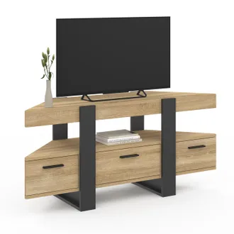IDMarket Idmarket - Mueble Tv Rinconero Phoenix Con Caj&oacute;n De Madera Y Negro 116 Cm