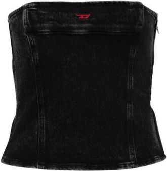 Diesel Strapless Denim Top With Structured Fit