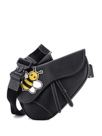 Dior KAWS Saddle Leather with Applique crossbody bag - women - Calf Leather - One Size - Black