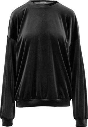 DON'T @ ME Black Velvet Finish Stretch Jersey Sweatshirt