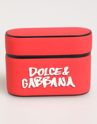 Dolce & Gabbana Red Pvc Dg Logo Embossed Men Flip Holder Airpods Case Polycarbonate Tu Accessory