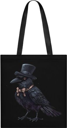 Generic Black Crow Top Hat Tote Bag for Women Men Shoulder Bags Purses Pouch Handbags