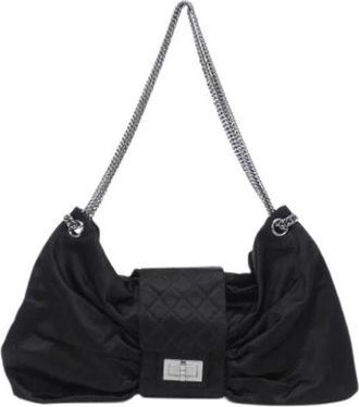 Chanel Pre-owned Satin Schoudertas - Dames - Vintage Schoudertas - Zwart - ONE Size - Satijn - Vintage