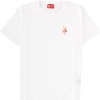 Diesel White Logo Crew Neck T-Shirt