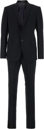 Emporio Armani Giacca Monopetto Slim + Pantalone Super Slim - Heren - Business pakken - Zwart - M - Leer - Kostuums
