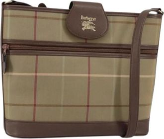 Burberry Pre-owned Canvas Schoudertas - Dames - Vintage Schoudertas - Beige - ONE Size - Leer - Vintage