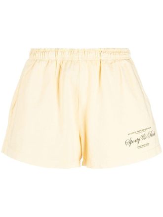 Sporty & Rich logo-print cotton mini shorts - Neutrals