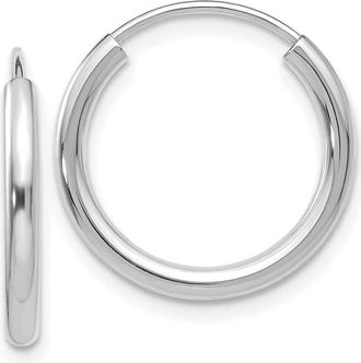 Diamond2Deal 10k White Gold Round Endless Hoop Earrings 0.61g