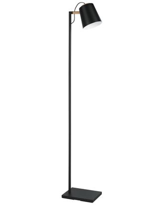 Eglo Eglo Lacey 1 Light Floor Lamp With Structured Black Finish & Black With White Interior Metal Shade