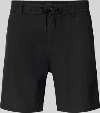 Boss Orange by Hugo Boss BOSS Orange Tapered Fit Leinenshorts mit elastischem Bund in Black, Gr&ouml;&szlig;e 30