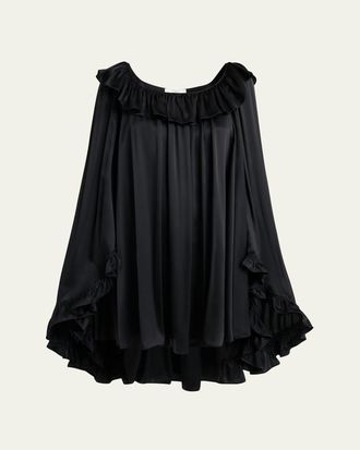 Chlo&eacute; Silk Satin Ruffle Mini Dress